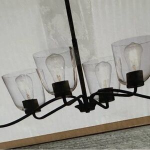 Black Metal Chandelier with Glass Shades